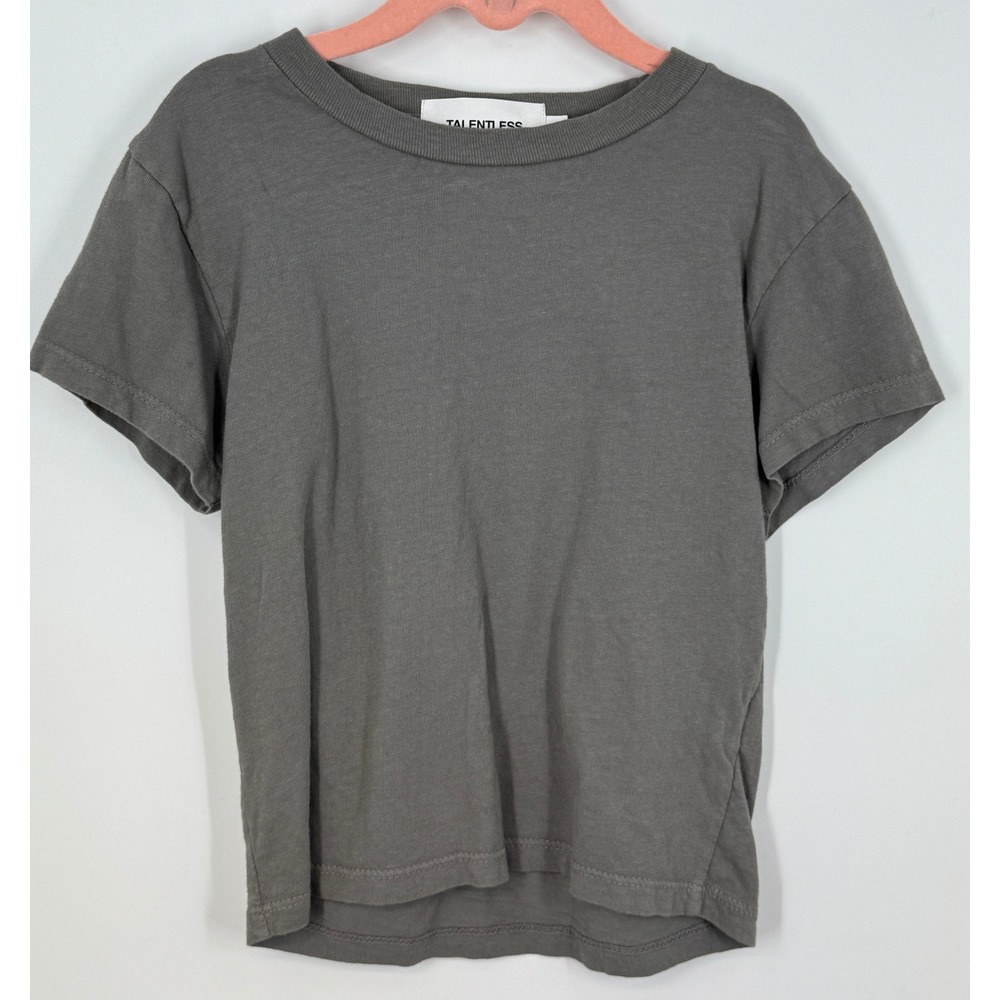 Talentless Women's Green 100% Cotton‎ Crewneck Tee Short Sleeve S Minimalist
